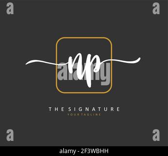 NP Initial letter handwriting and signature logo. A concept handwriting initial logo with template element. Stock Vector