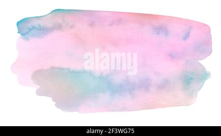 Polychrome watercolor background with sharp edges and borders. Isolated colorful spot. Stock Photo