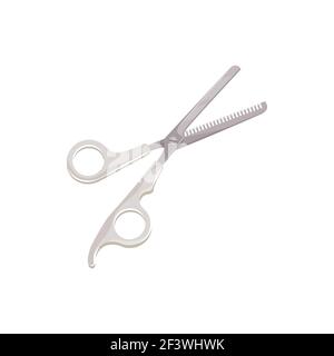 Cats scissors comb, pets grooming and care accessory, vector fur trimmer. Pet cats health and grooming tools, fur comb scissors, domestic animals hygi Stock Vector