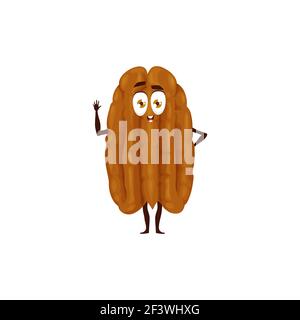 Funny chocolate cocoa bean isolated grain or seed of funny emoji emoticon. Vector cocoa bean, dried and fermented seed with childish face and big eyes Stock Vector