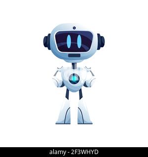 Robot modern technologies android drone isolated realistic futuristic automation. Vector robot computer with digital glowing eyes, cyberspace machine, Stock Vector
