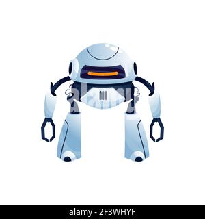 Mechanical robot smart kids plastic metal toy, remote control drone isolated. Vector automation with arms to load objects, artificial intelligence cyb Stock Vector