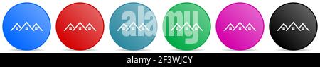 Home, house vector icons, set of circle gradient buttons in 6 colors options for webdesign and mobile applications Stock Vector