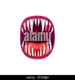 valiem MONSTER MOUTH ANGRY（BLOCK /M) Monster mouth vector icon, creepy yelling alien beast jaws with