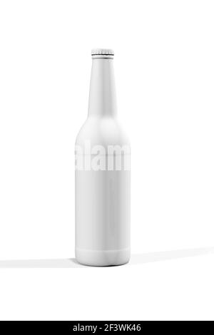 Beer bottle mockup isolated on white background - 3d render Stock Photo