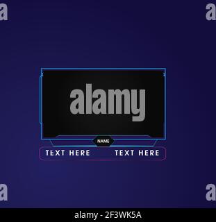 face cam, web camera, webcam, game, streaming panels, screens and  overlays for live broadcasting, gamers and streamers Stock Vector
