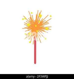 Sparkler vector illustration isolated on white background. pyrotechnics for the holidays. candles for the celebration of Christmas, new year, birthday Stock Vector