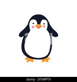 Cute cartoon penguin on a white background. Vector illustration. Stock Vector
