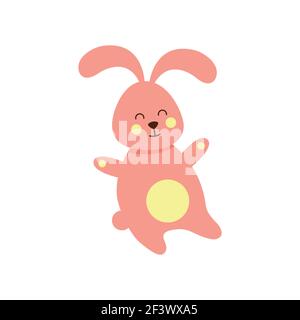 Pink Easter bunny. Easter bunny on a white background. Vector. Stock Vector