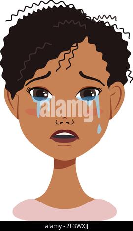 facial expression avatars of African American woman with different emotions Stock Vector