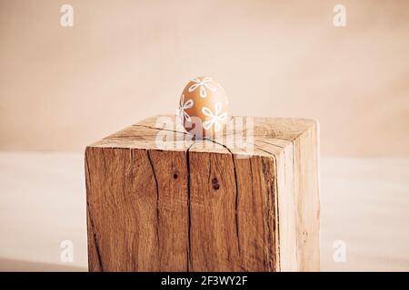 Monochrome minimalist Easter composition in spring warm pastel tones Stock Photo