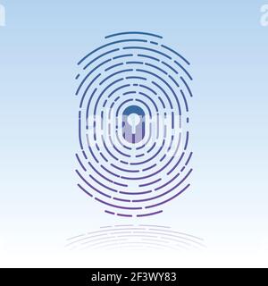 fingerprint with key hole inside concept. modern clean illustration can be used as logo or icon. vector illustration. Stock Vector