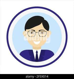 Male face. Handsome Asian man portrait. Stock Vector