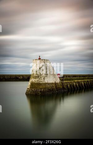 Saint-Vaast-la-Hougue (Normandy, north-western France): beacon at the entrance to the harbour Stock Photo