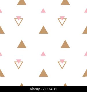 Abstract geometrical seamless scandinavian pattern. Vector triangle ornament with orange and black colors. Simple texture for nordic baby wallpaper Stock Vector