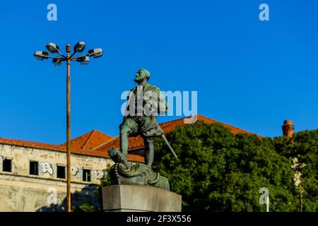 Ferdinand Magellan statue in Lisbon (Portugal) Stock Photo