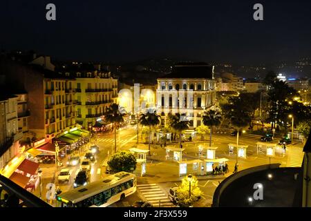 Cannes, France - May 13, 2017 : Citylights in the famous city of Cannes France at night Stock Photo