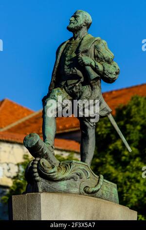 Ferdinand Magellan statue in Lisbon (Portugal) Stock Photo