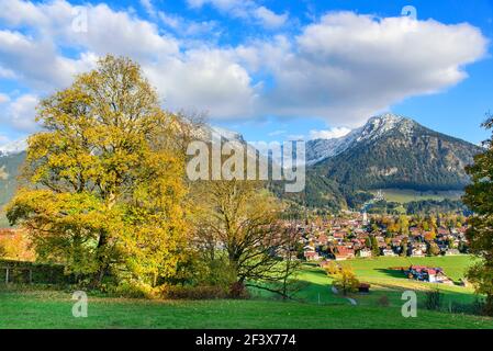 Autumnal view to Oberstdorf Stock Photo