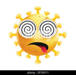 Corona emoji. Coronavirus illustration. Covid Virus cartoon on white background. Bacteria vector illustration. Stock Vector