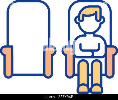 Social distancing in movie theatre RGB color icon Stock Vector