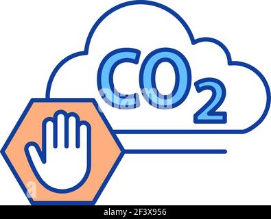 Carbon emissions reduction RGB color icon Stock Vector