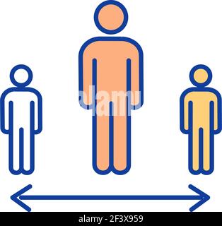 Social distancing RGB color icon Stock Vector