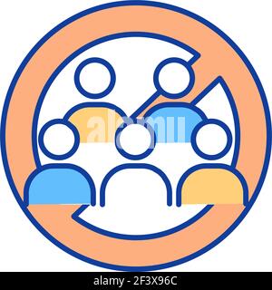 No mass events RGB color icon Stock Vector