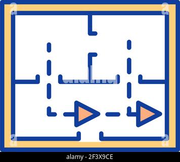 One-way traffic in building RGB color icon Stock Vector
