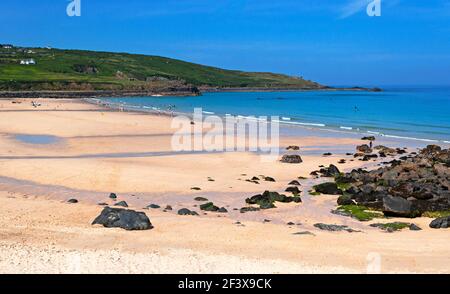 sunny summers day at porthmeor beach in st ives cornwall england Stock Photo