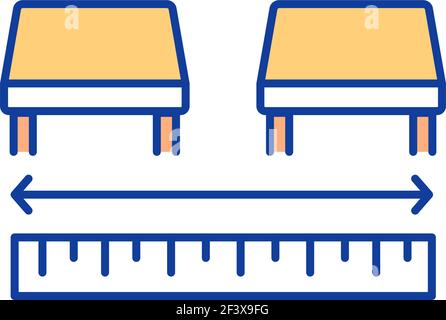 Spacing desks in office RGB color icon Stock Vector