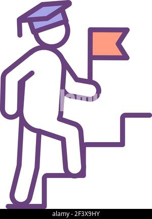 Permanent learning RGB color icon Stock Vector