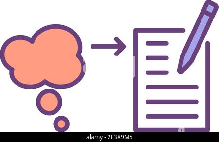 Writing and PR RGB color icon Stock Vector