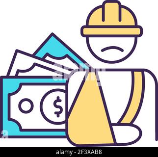 Worker compensation RGB color icon Stock Vector