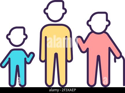 Growth stages RGB color icon Stock Vector