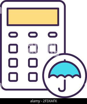Disability insurance calculator RGB color icon Stock Vector