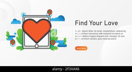 find your love Landing page template. creative website template designs. Vector illustration. Stock Photo