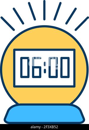 Waking up at dawn RGB color icon Stock Vector