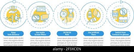 Digital eyestrain prevention tips vector infographic template Stock Vector