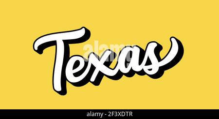Hand sketched TEXAS text. 3D vintage, retro lettering for poster, sticker, flyer, header, card, clothing, wear Stock Vector