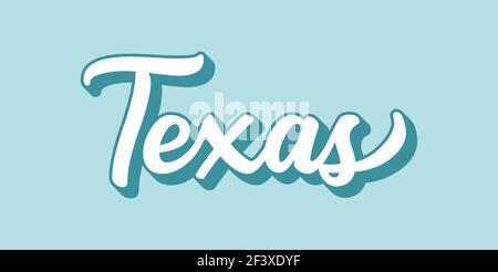 Hand sketched TEXAS text. 3D vintage, retro lettering for poster, sticker, flyer, header, card, clothing, wear Stock Vector