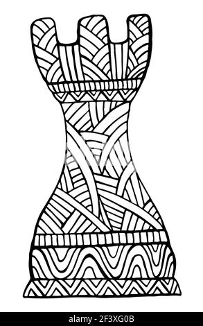 Hand-drawn sketch of rook chess piece on a white Vector Image