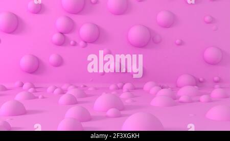Abstract 3d rendering composition with pink spheres. Modern background design. 3d illustration Stock Photo