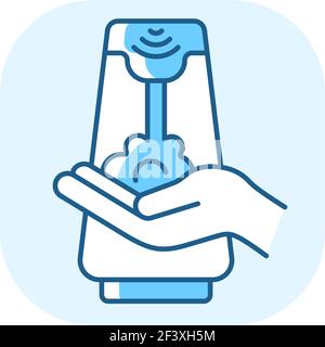Touchless soap dispenser blue RGB color icon Stock Vector