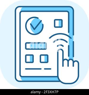 Predictive touch technology blue RGB color icon Stock Vector