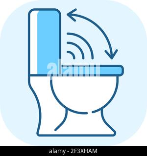 Touchless toilet seat blue RGB color icon Stock Vector