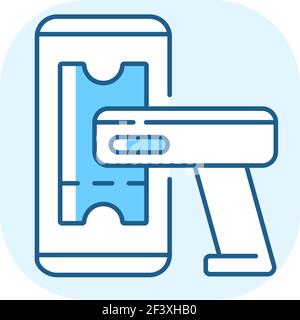 Ticket scanner blue RGB color icon Stock Vector