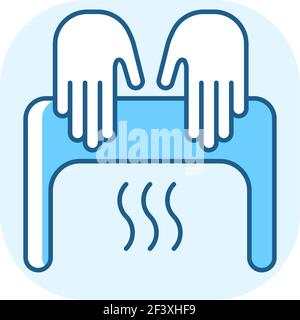 Automatic hand dryer blue RGB color icon Stock Vector