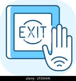 No touch exit switch blue RGB color icon Stock Vector