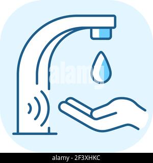 Automatic water tap blue RGB color icon Stock Vector
